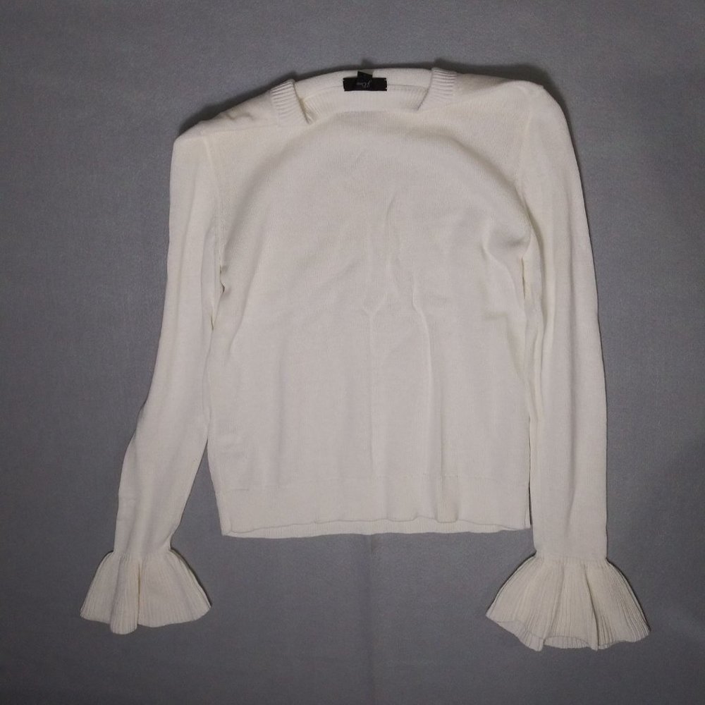 J.Crew White Bell Flare Sleeve Sweater Women's Size S - Picture 2 of 4